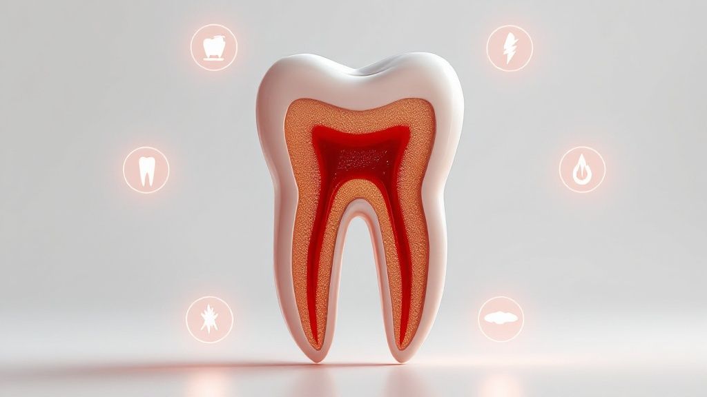 Diagram showing warning signs you need a root canal - tooth pain illustration